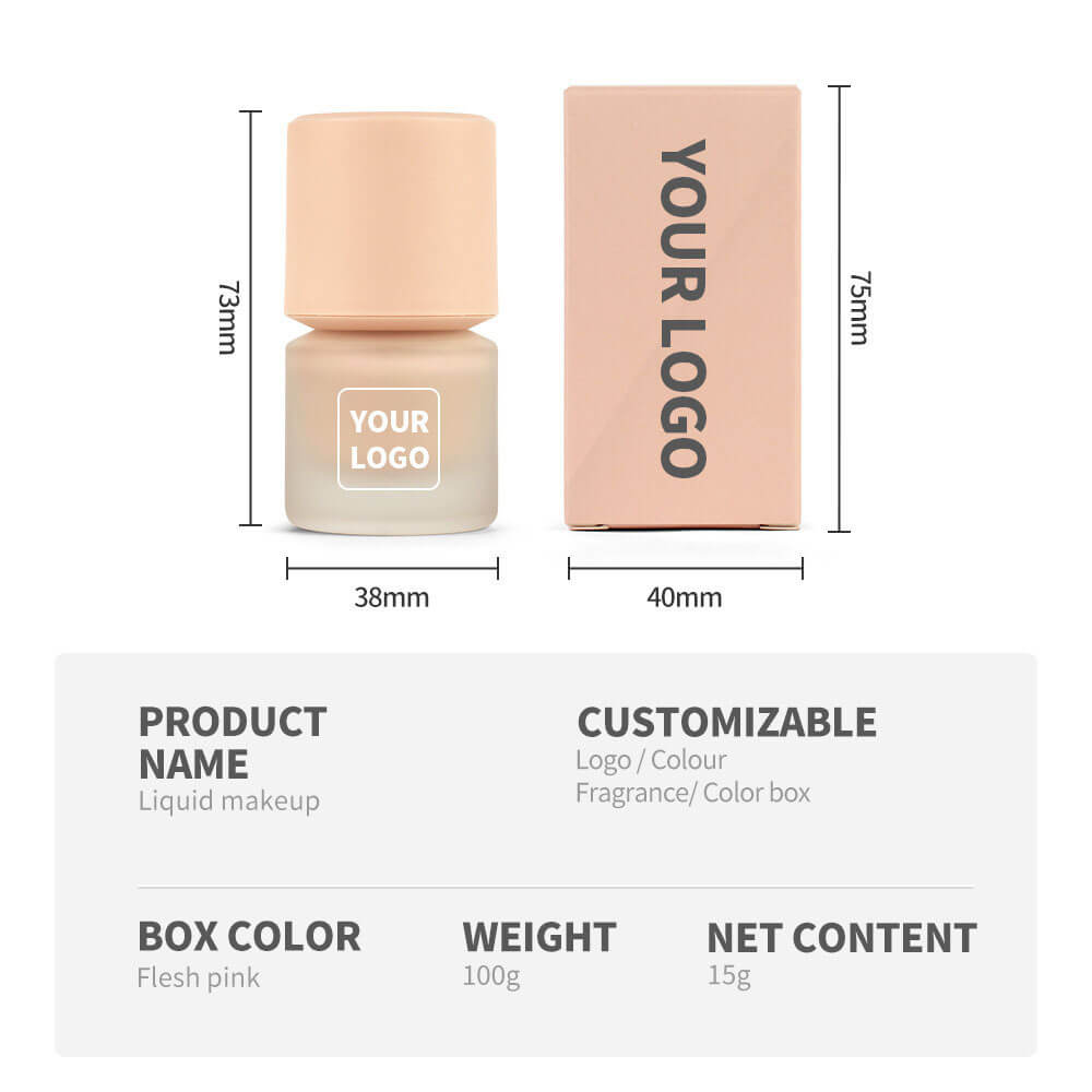 12-Shade Liquid Foundation High-Coverage Long-Lasting Flawless Waterproof 15ml