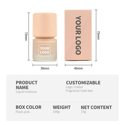 12-Shade Liquid Foundation High-Coverage Long-Lasting Flawless Waterproof 15ml
