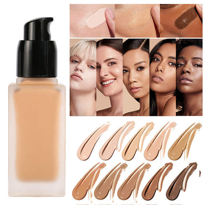 10 color liquid foundation full coverage long lasting waterproof silver tube