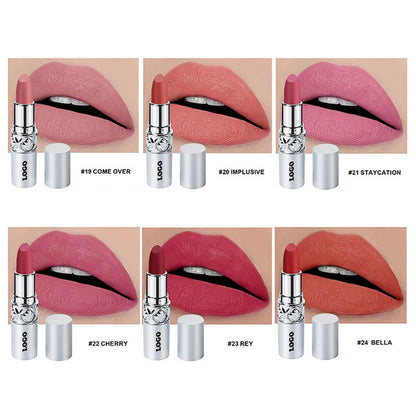 24 color matte lipstick cream waterproof long lasting silver tube