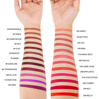 24 color matte lipstick cream waterproof long lasting silver tube