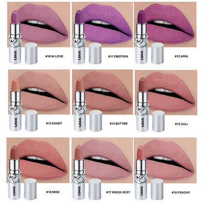 24 color matte lipstick cream waterproof long lasting silver tube