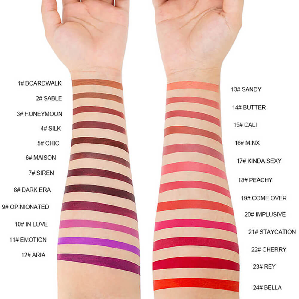 24 Color Matte Lipstick High Pigmented Long Lasting Waterproof Gold Tube