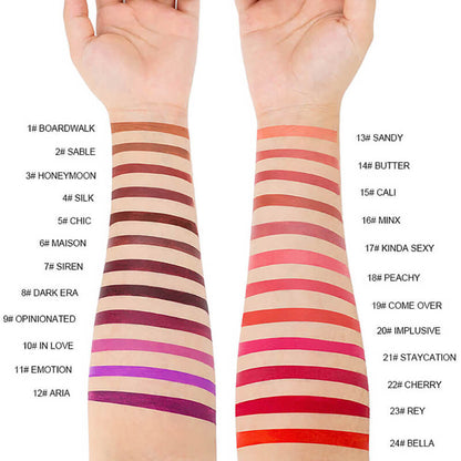 24 Color Matte Lipstick High Pigmented Long Lasting Waterproof Gold Tube