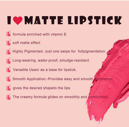 24 Color Matte Lipstick High Pigmented Long Lasting Waterproof Gold Tube