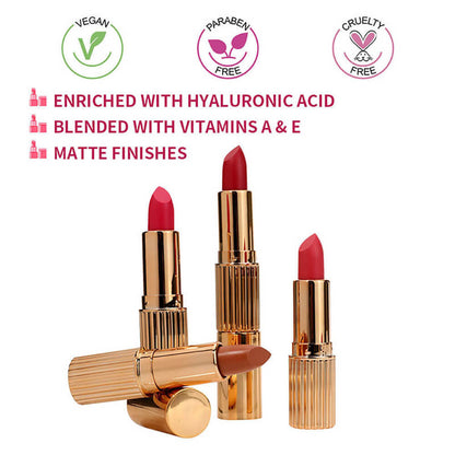 24 Color Matte Lipstick High Pigmented Long Lasting Waterproof Gold Tube