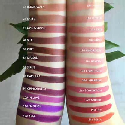 24 Color Matte Lipstick High Pigmented Long Lasting Waterproof Gold Tube