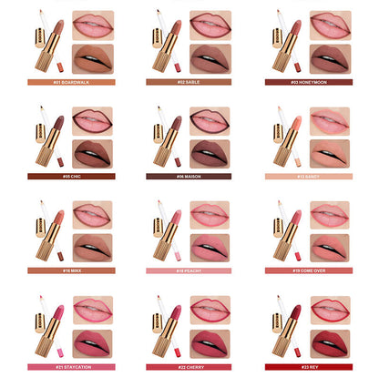 12 color 2 in 1 lip kit matte liquid lipstick cream lipstick lip liner set