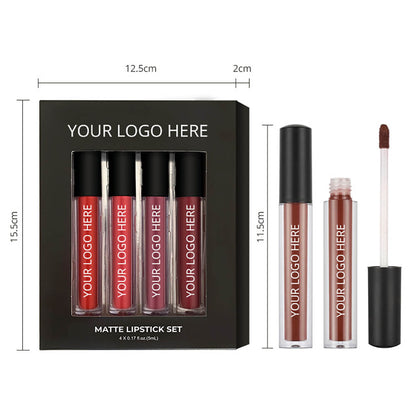4-Piece Matte Liquid Lipstick Set Waterproof Non-Transfer High Pigmented