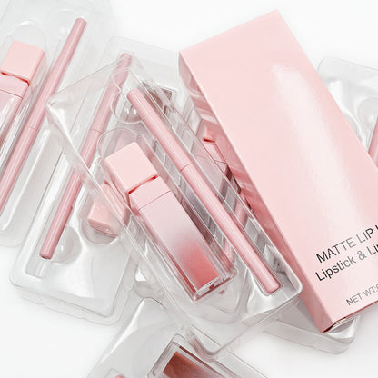 16 color pink liquid lipstick lip liner set matte waterproof long lasting