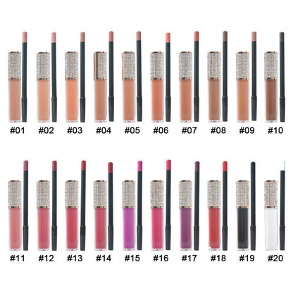 20 color matte lipstick lip liner kit diy lipstick set non-stick long lasting