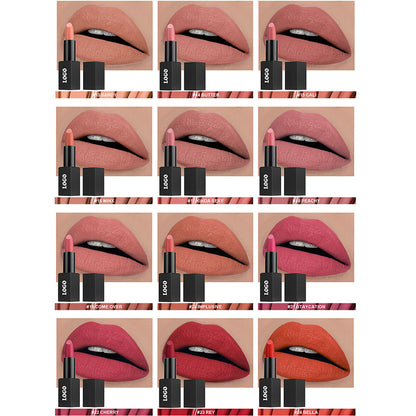 24 Color Matte Lipstick Nude No Dry Lips High Pigment Waterproof Magnetic Tube