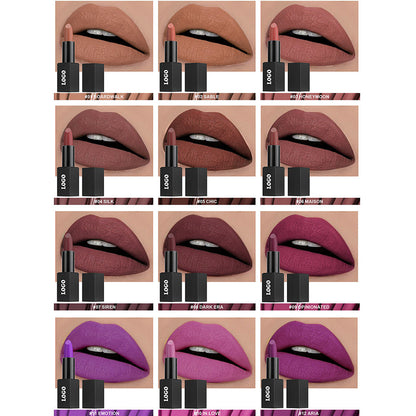 24 Color Matte Lipstick Nude No Dry Lips High Pigment Waterproof Magnetic Tube
