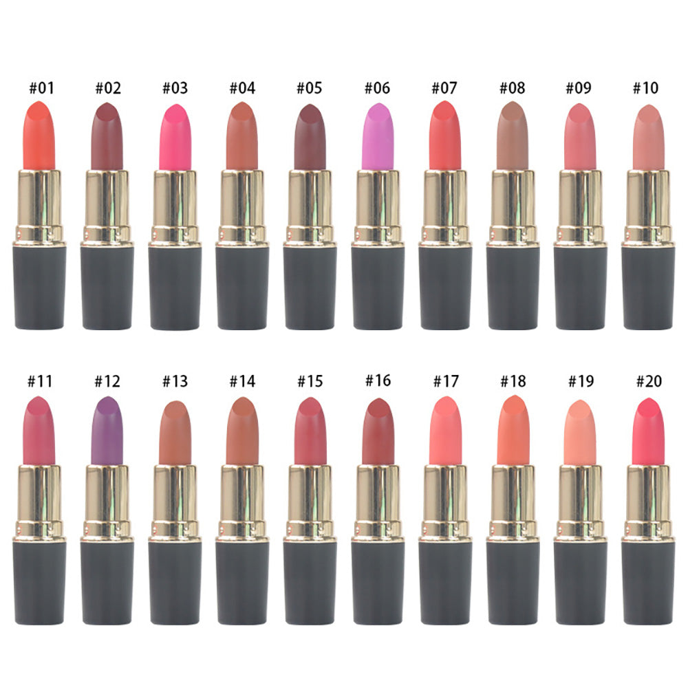 20 Color Matte Lipstick Bullet Waterproof Long Lasting Moisturizing Vegan
