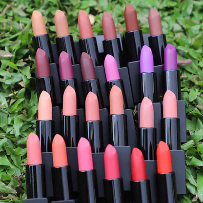 24 Color Matte Lipstick Nude No Dry Lips High Pigment Waterproof Magnetic Tube