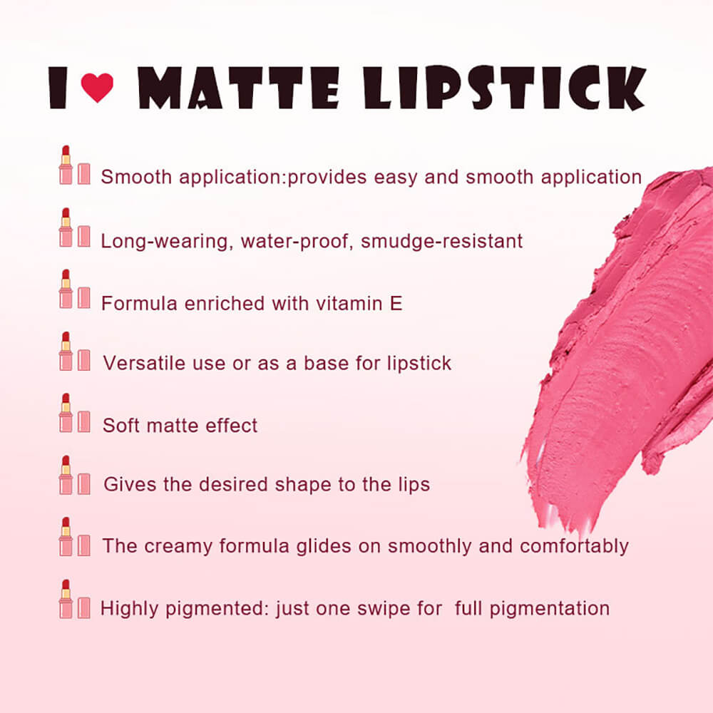24 Color Matte Lipstick Nude No Dry Lips High Pigment Waterproof Magnetic Tube
