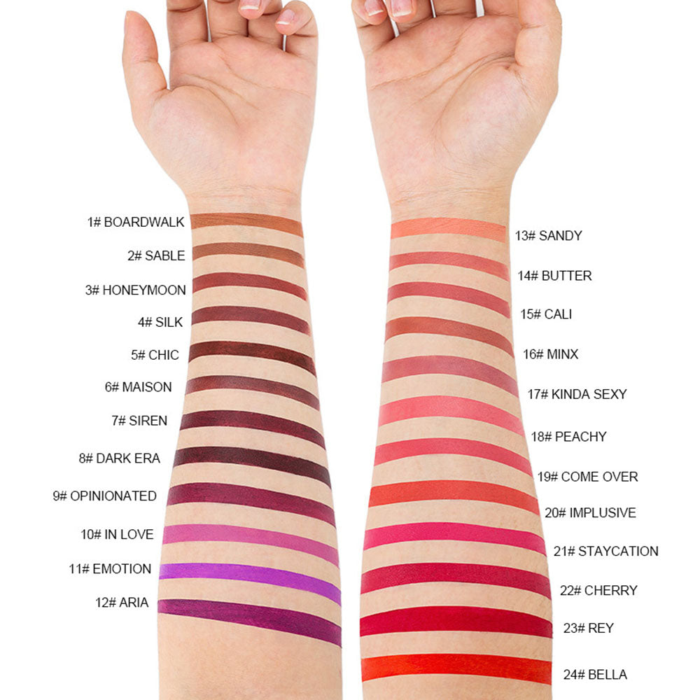 24 Color Matte Lipstick Nude No Dry Lips High Pigment Waterproof Magnetic Tube