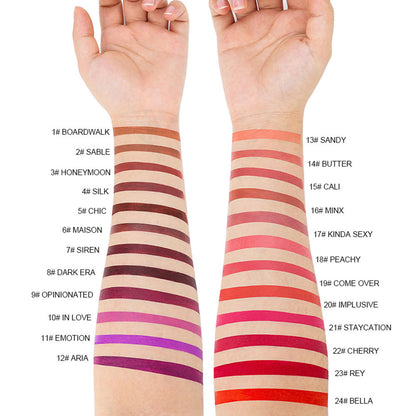 24 Color Matte Lipstick Nude No Dry Lips High Pigment Waterproof Magnetic Tube