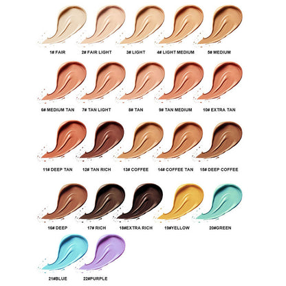 22-Shade Liquid Concealer Full Coverage Acne Marks Spots Dark Circles Tattoo