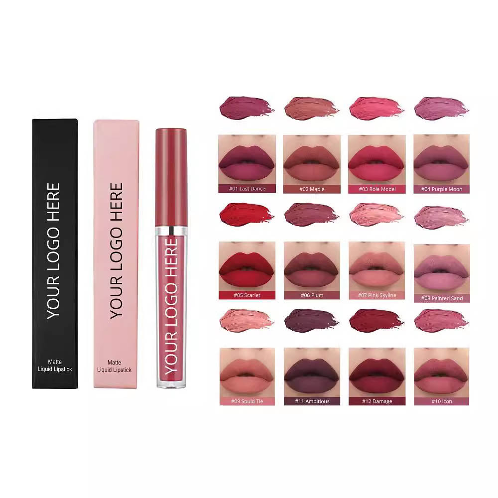 12-color Nude Matte Liquid Lipstick Non-sticky Velvet Mist Lip Mud Private Label