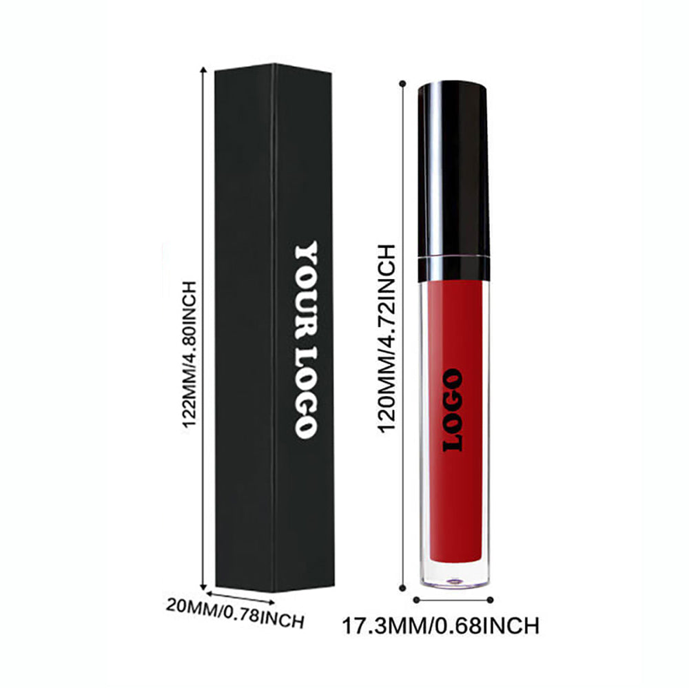 24 Color Matte Liquid Lipstick Long Lasting Waterproof Not Stick Black Tube