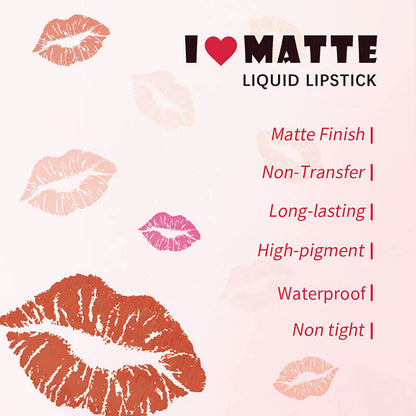 24 Color Matte Liquid Lipstick Long Lasting Waterproof Not Stick Pink Tube