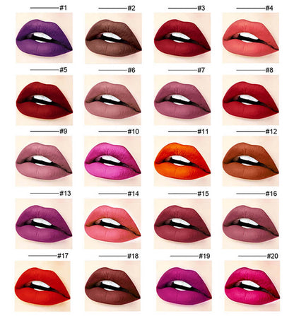 43 color matte liquid lipstick waterproof vegan pigmented (color 01-20)