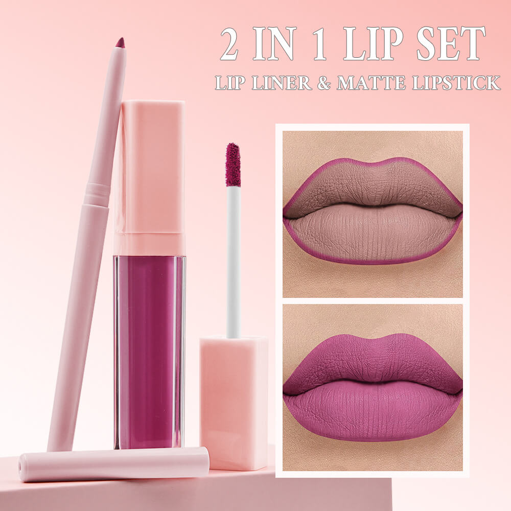 16 color 2 in 1 matte liquid lipstick lip liner set long lasting high pigment