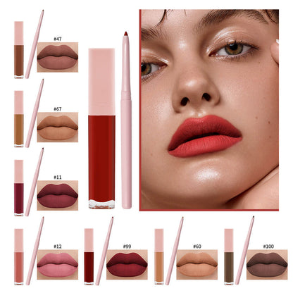 16 color 2 in 1 matte liquid lipstick lip liner set long lasting high pigment