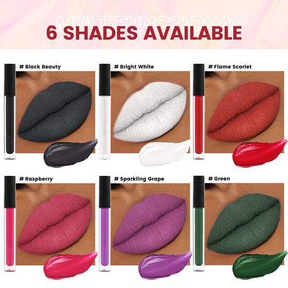 6 Colors Green Black Liquid Matte lipstick Long-lasting Face Paint OEM ODM