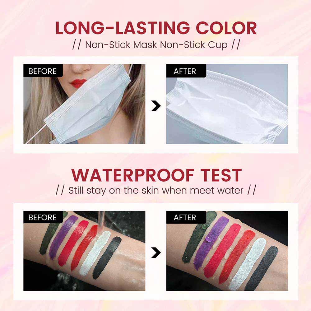 6 Colors Green Black Liquid Matte lipstick Long-lasting Face Paint OEM ODM