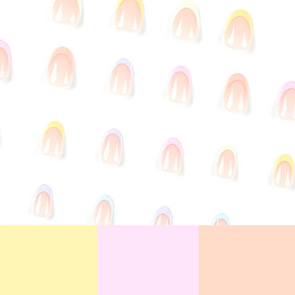Wearable nail air summer multi-color French rainbow nail stickers 24pcs