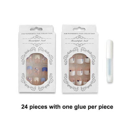 Wearable nail air summer multi-color French rainbow nail stickers 24pcs