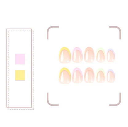 Wearable nail air summer multi-color French rainbow nail stickers 24pcs