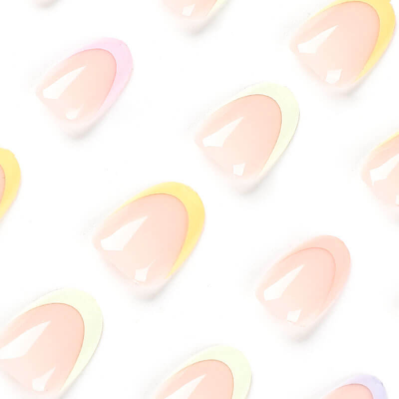 Wearable nail air summer multi-color French rainbow nail stickers 24pcs