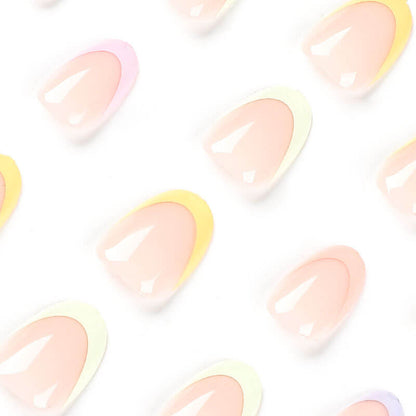 Wearable nail air summer multi-color French rainbow nail stickers 24pcs