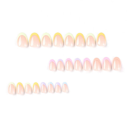 Wearable nail air summer multi-color French rainbow nail stickers 24pcs
