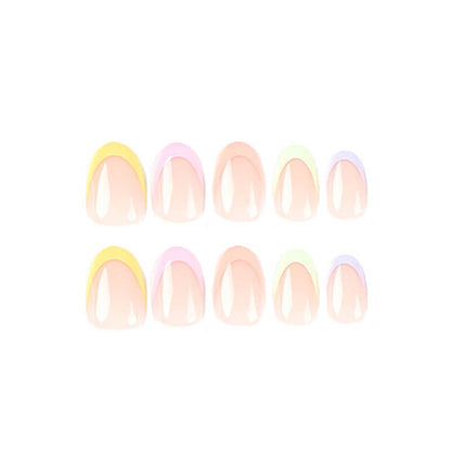 Wearable nail air summer multi-color French rainbow nail stickers 24pcs