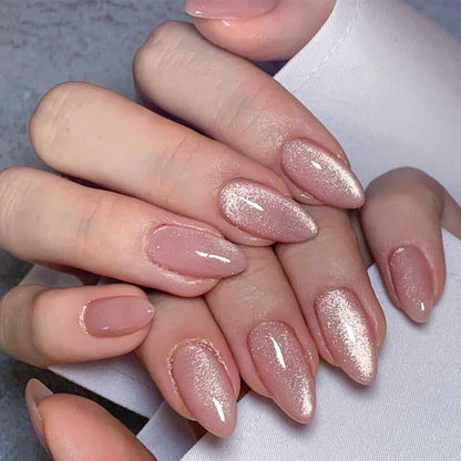 Fake nails removable nail art nude pink girly wearable nails 24pcs