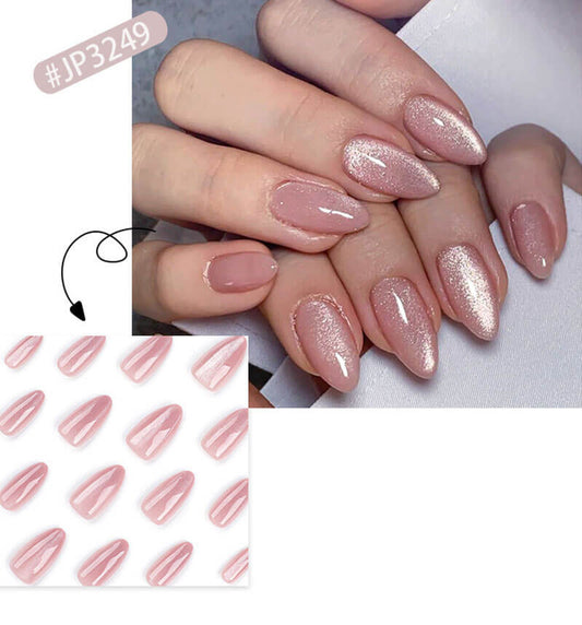 Fake Nails Removable Nail Art Nude Pink Girly Wearable Nails 24Pcs