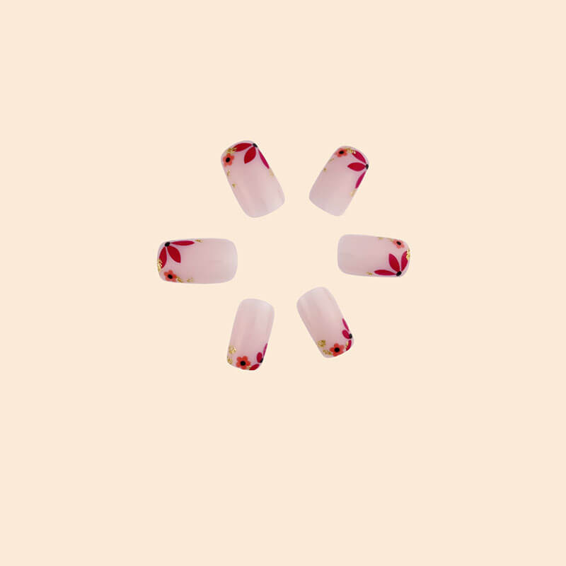 Nail art flowers wearable nails press on nails removable 24pcs
