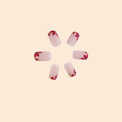 Nail art flowers wearable nails press on nails removable 24pcs