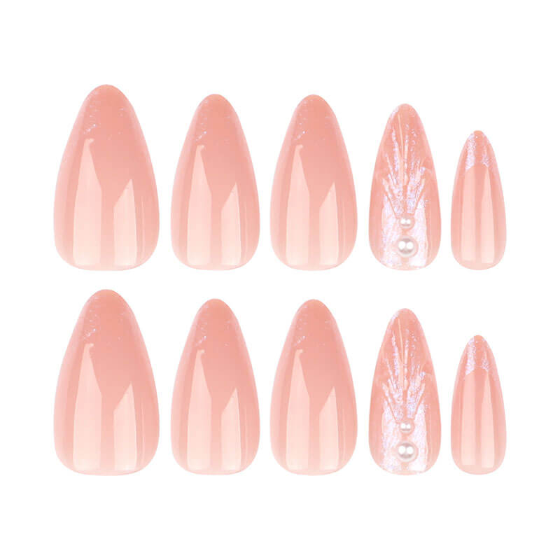 3D wear nail patch nude manicure almond shaped press on nail 24pcs