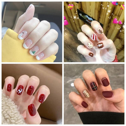 Cute nail stickers tear-off nail christmas manicure patch waterproof