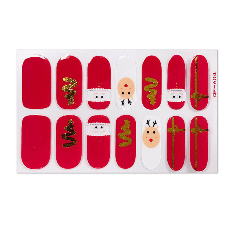 Cute nail stickers tear-off nail christmas manicure patch waterproof