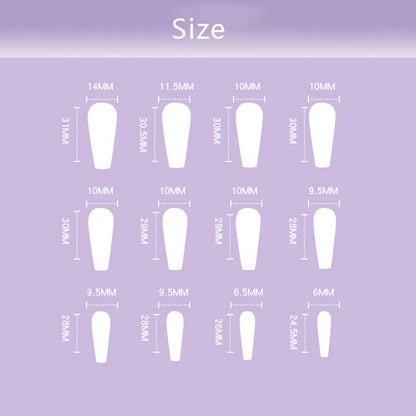 Fake nails press on nails long full cover coffin 3D rhinestones