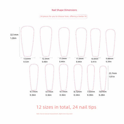 Dark Reddish-brown Press On Nails Sparkly Manicure Nail Patch Fashion 24-piece