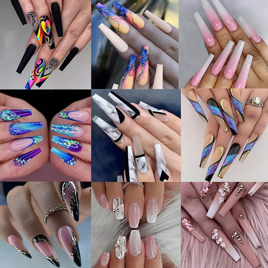 Press On Nails Reuseable Nail Covers Nail Stickers Fake Nail Pieces 24-piece