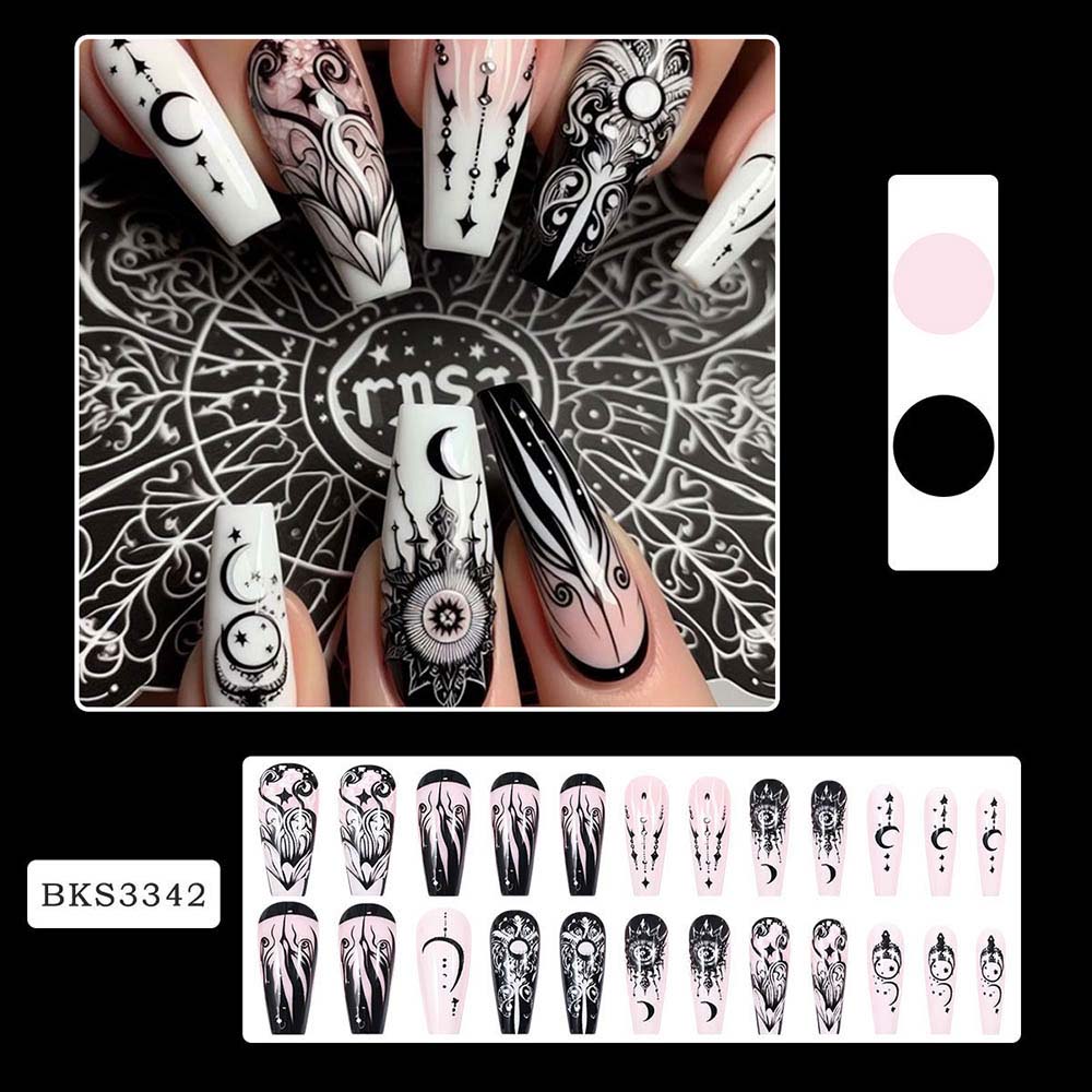 Manicures Star Moon Nail Stickers Long Style Nail Sheets Wearable Nail Patches