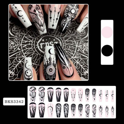 Manicures Star Moon Nail Stickers Long Style Nail Sheets Wearable Nail Patches